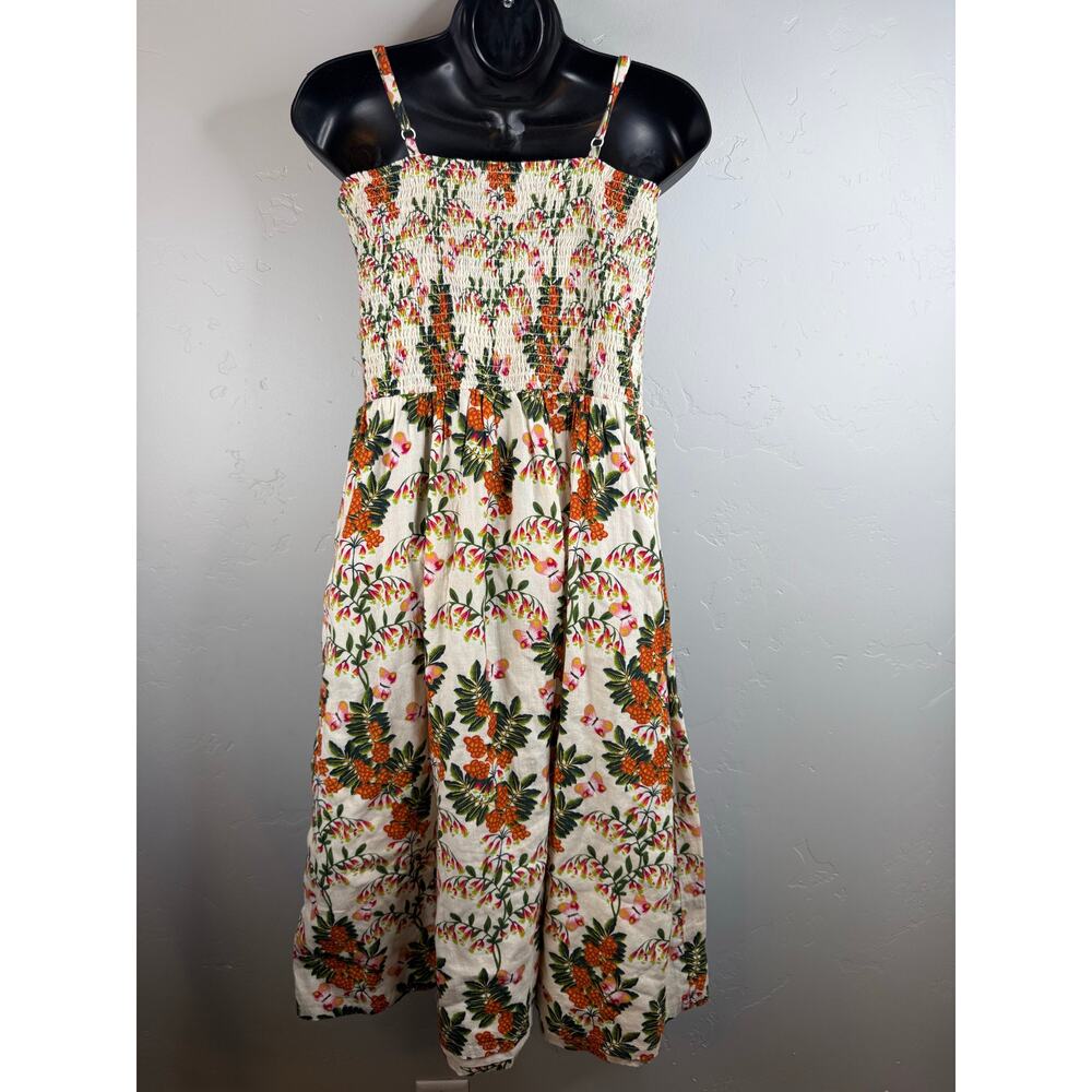 NWT Echo Design Smocked Ruffle Dress Floral Spaghetti Strap Sun Dress Large - Picture 3 of 5